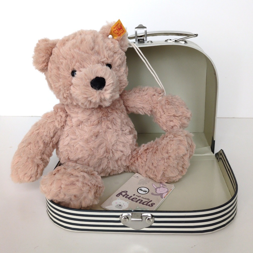 NWT Steiff Jimmy Teddy Bear Light Brown Soft Cuddly Friends with Suitcase 113918